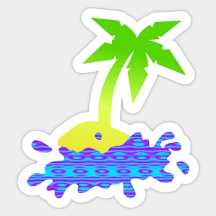 Palm Tree Splash Wave Silhouette Art Sticker